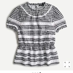 New With Tags: Medium Gingham Peplum J Crew Blouse